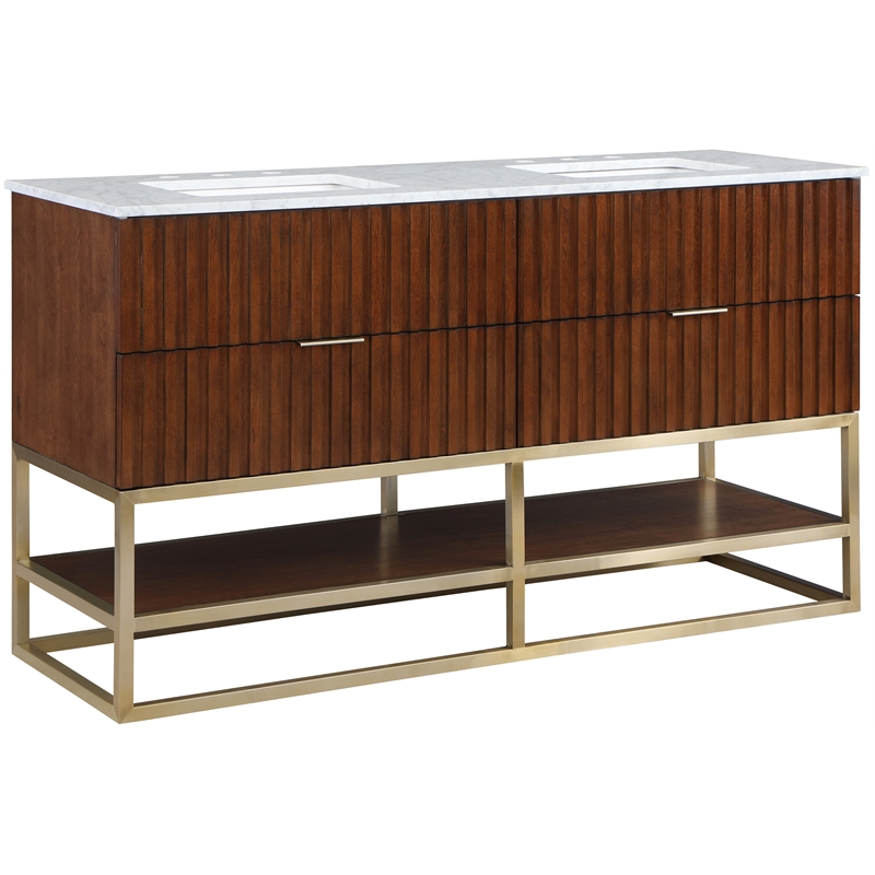 Maklaine Modern / Contemporary RichWalnut Finish Bathroom Vanity
