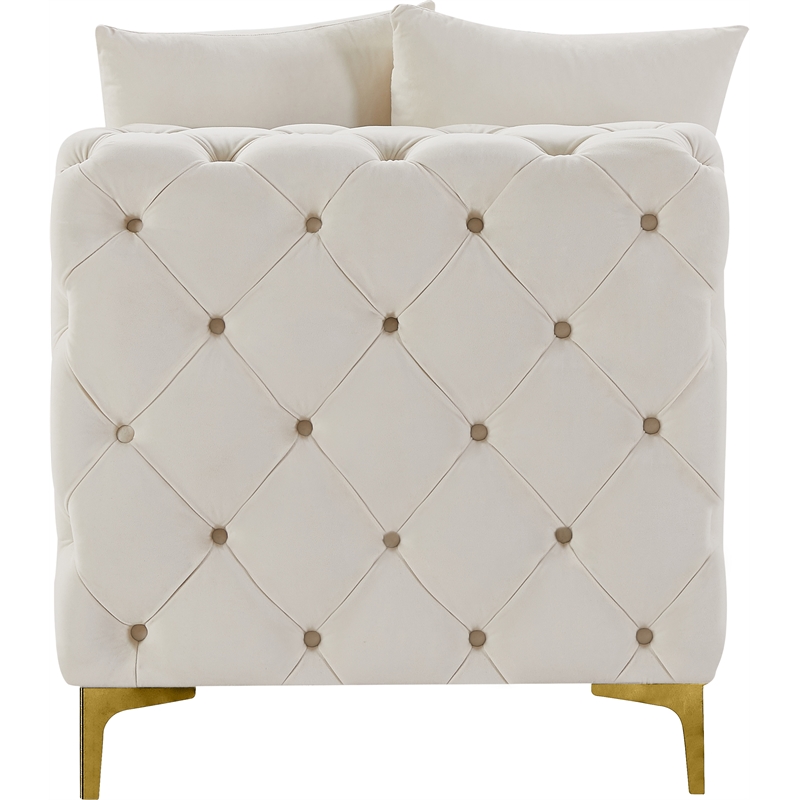 Maklaine Modern / Contemporary Cream Finish Velvet Armless Chair
