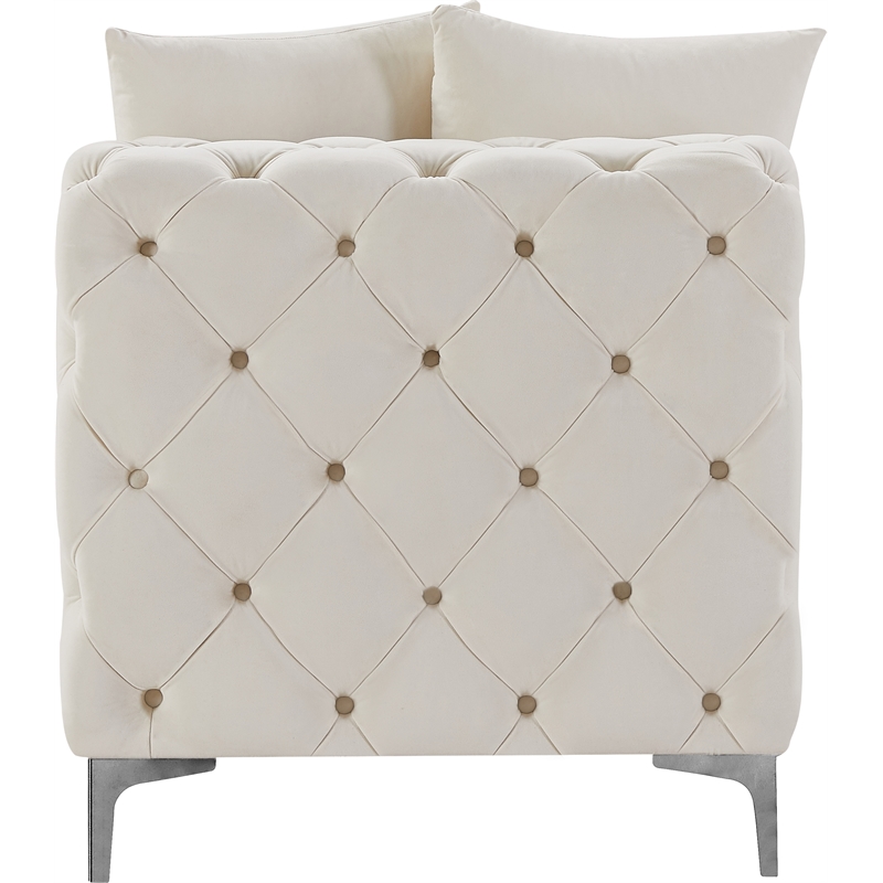 Maklaine Modern / Contemporary Cream Finish Velvet Armless Chair