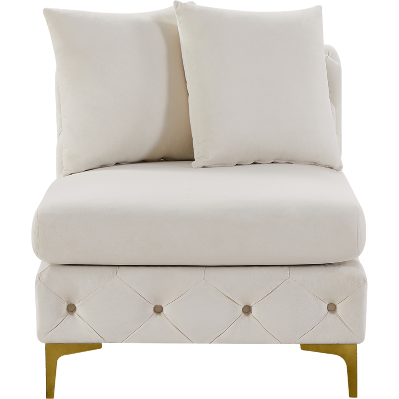 Maklaine Modern / Contemporary Cream Finish Velvet Armless Chair
