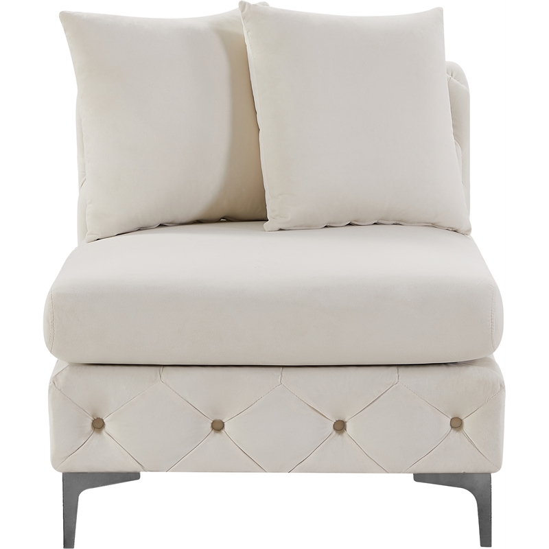 Maklaine Modern / Contemporary Cream Finish Velvet Armless Chair
