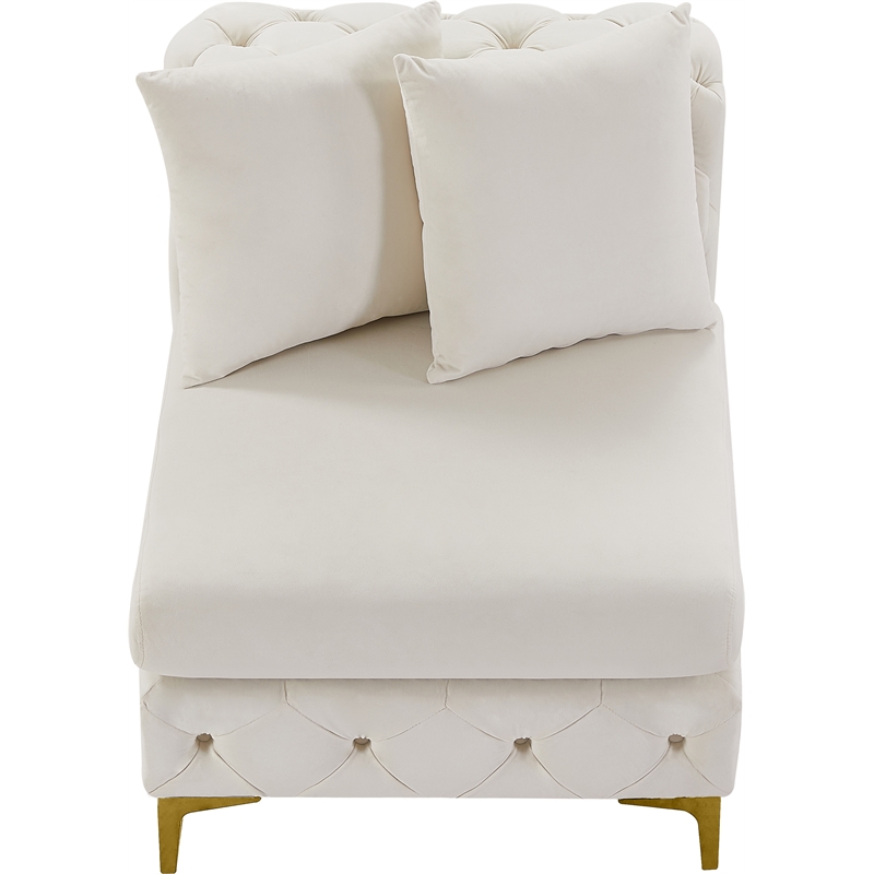 Maklaine Modern / Contemporary Cream Finish Velvet Armless Chair