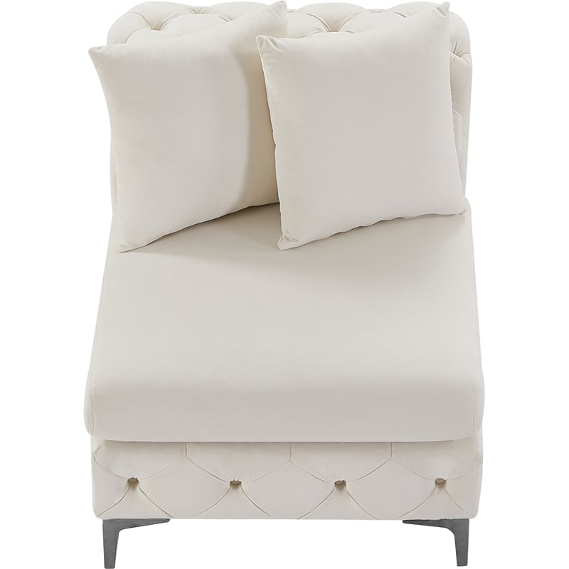 Maklaine Modern / Contemporary Cream Finish Velvet Armless Chair