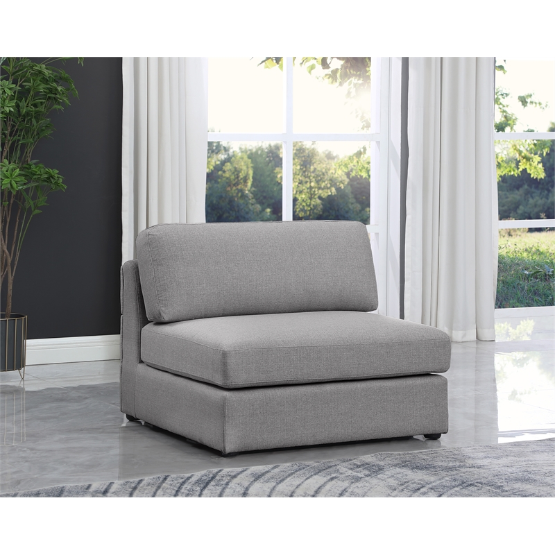 Maklaine Contemporary Grey Durable Linen Textured Fabric Armless