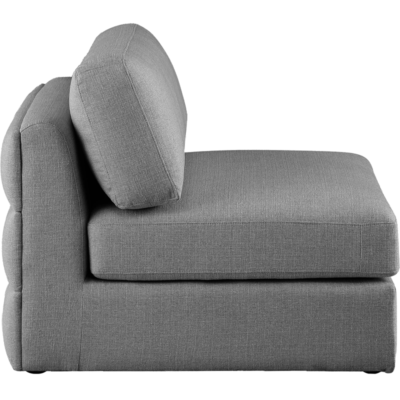 Maklaine Contemporary Grey Durable Linen Textured Fabric Armless