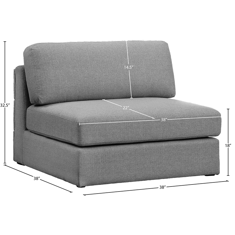 Maklaine Contemporary Grey Durable Linen Textured Fabric Armless