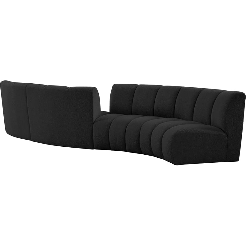 Maklaine Contemporary Black Boucle Fabric 4pc. Modular Sectional