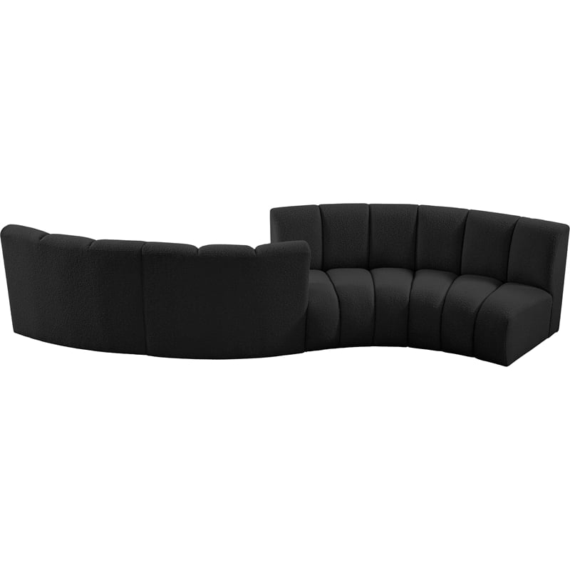 Maklaine Contemporary Black Boucle Fabric 4pc. Modular Sectional