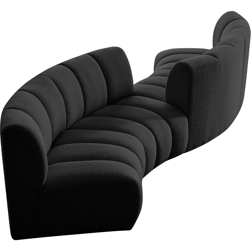 Maklaine Contemporary Black Boucle Fabric 4pc. Modular Sectional