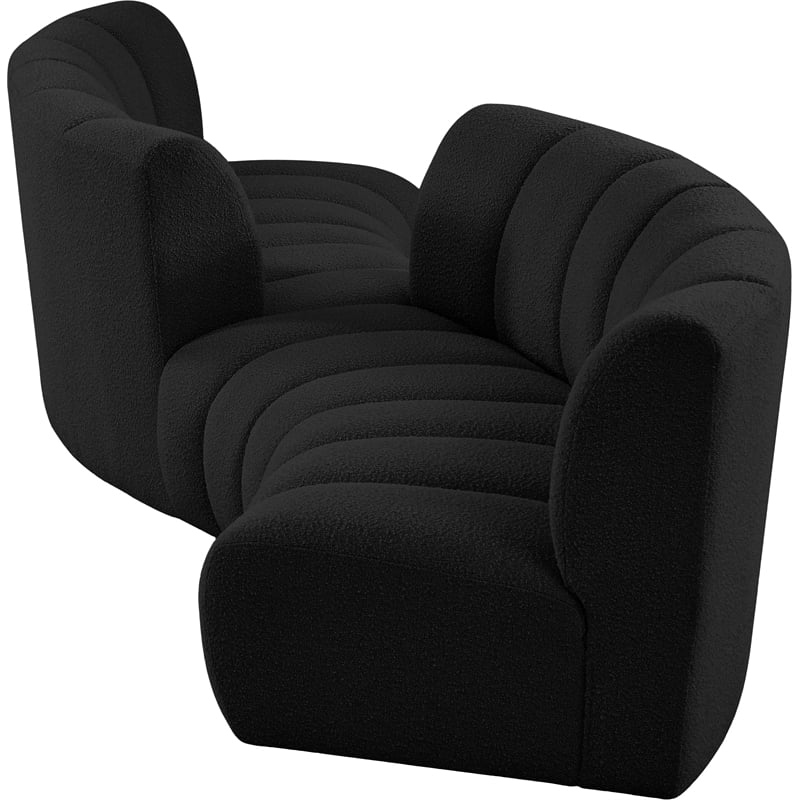 Maklaine Contemporary Black Boucle Fabric 4pc. Modular Sectional
