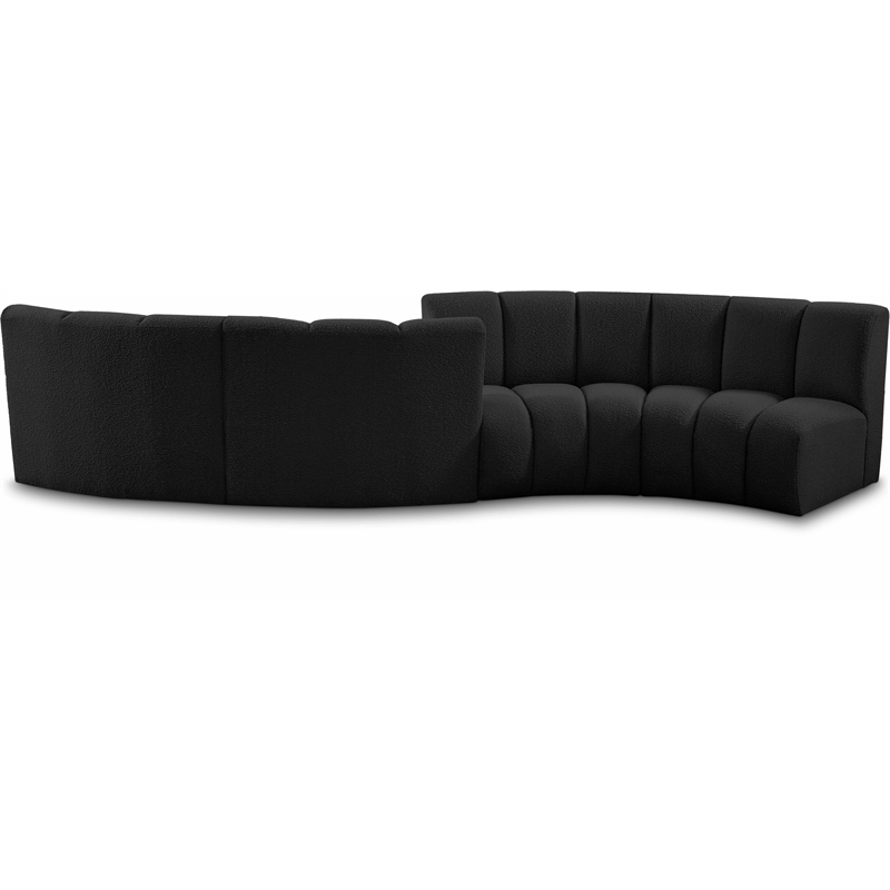 Maklaine Contemporary Black Boucle Fabric 4pc. Modular Sectional