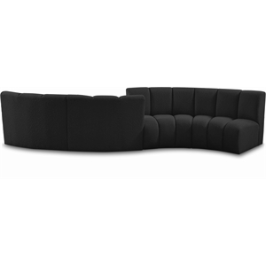 Maklaine Contemporary Black Boucle Fabric 4pc. Modular Sectional