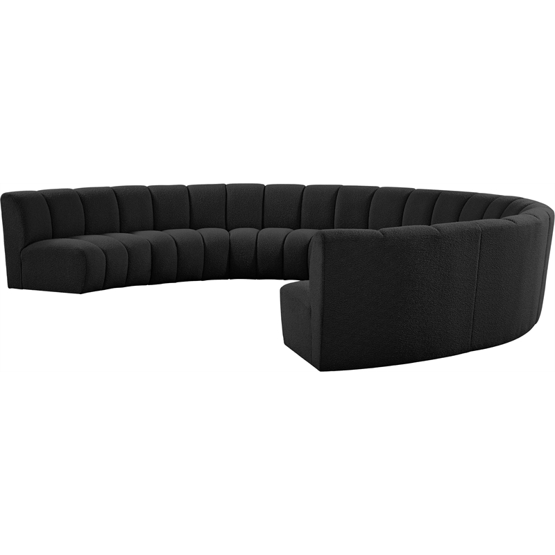 Maklaine Contemporary Black Boucle Fabric 8pc. Modular Sectional