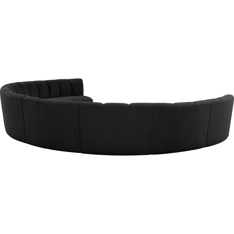 Maklaine Contemporary Black Boucle Fabric 8pc. Modular Sectional