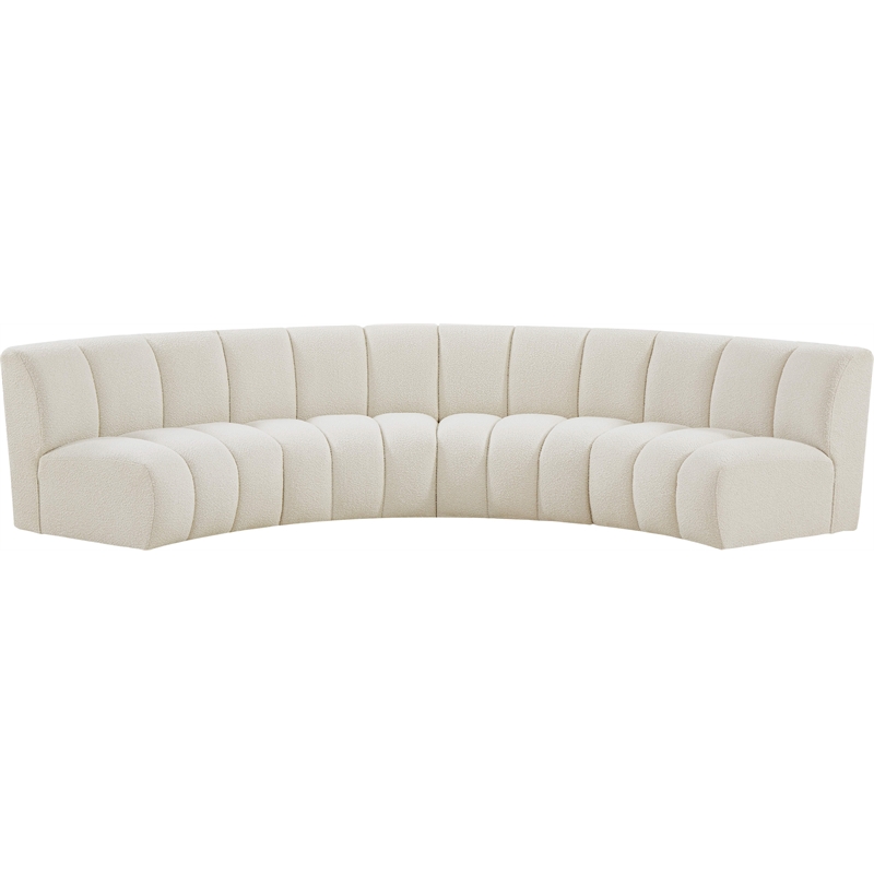 Maklaine Contemporary Cream Boucle Fabric 4pc. Modular Sectional
