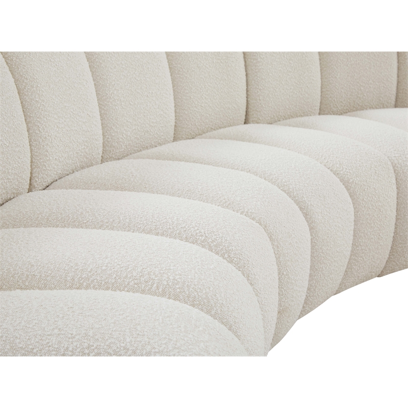 Maklaine Contemporary Cream Boucle Fabric 4pc. Modular Sectional