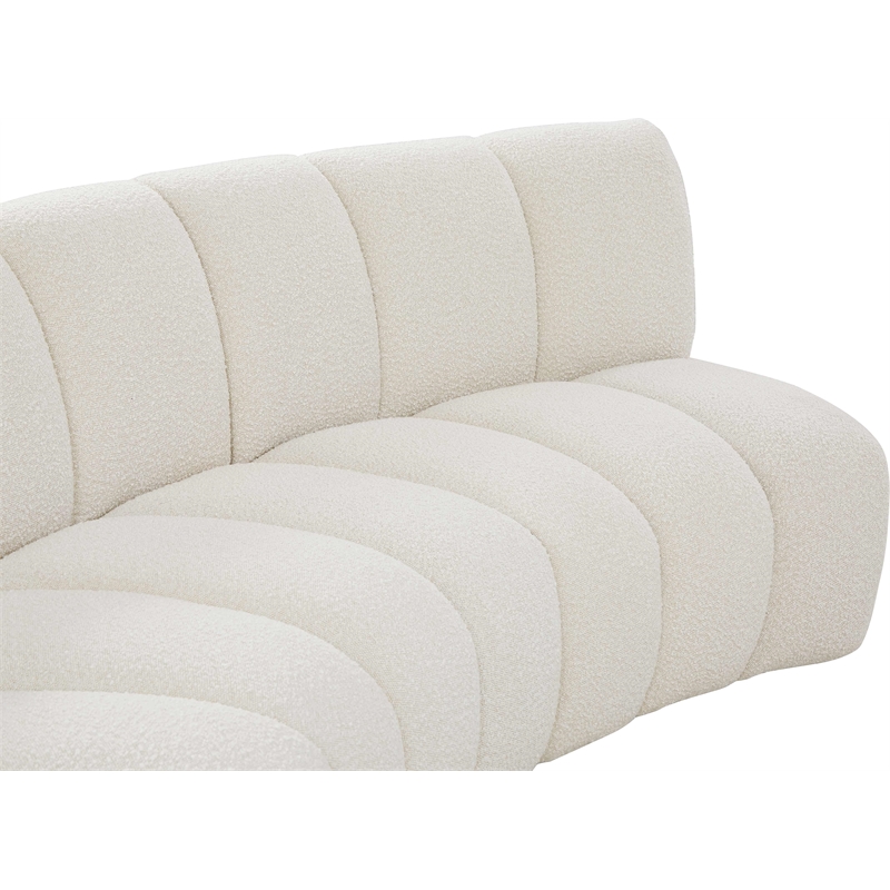 Maklaine Contemporary Cream Boucle Fabric 4pc. Modular Sectional