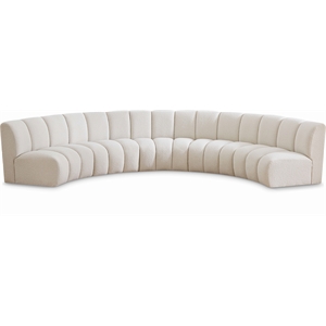Maklaine Contemporary Cream Boucle Fabric 5pc. Modular Sectional