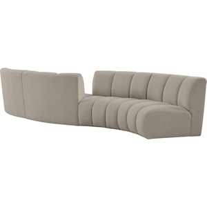 Maklaine Contemporary Brown Boucle Fabric 4pc. Modular Sectional