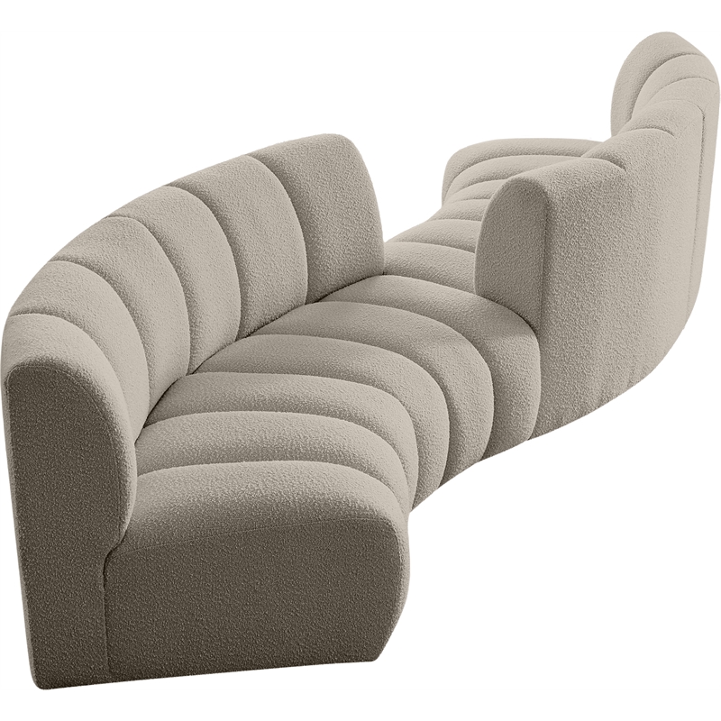 Maklaine Contemporary Brown Boucle Fabric 4pc. Modular Sectional