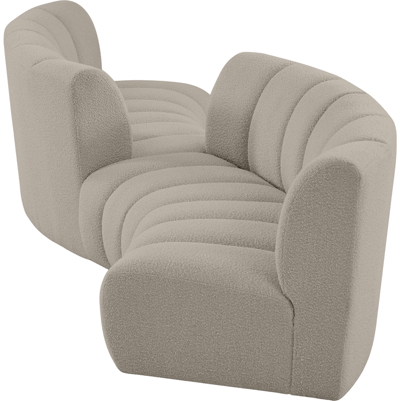 Maklaine Contemporary Brown Boucle Fabric 4pc. Modular Sectional