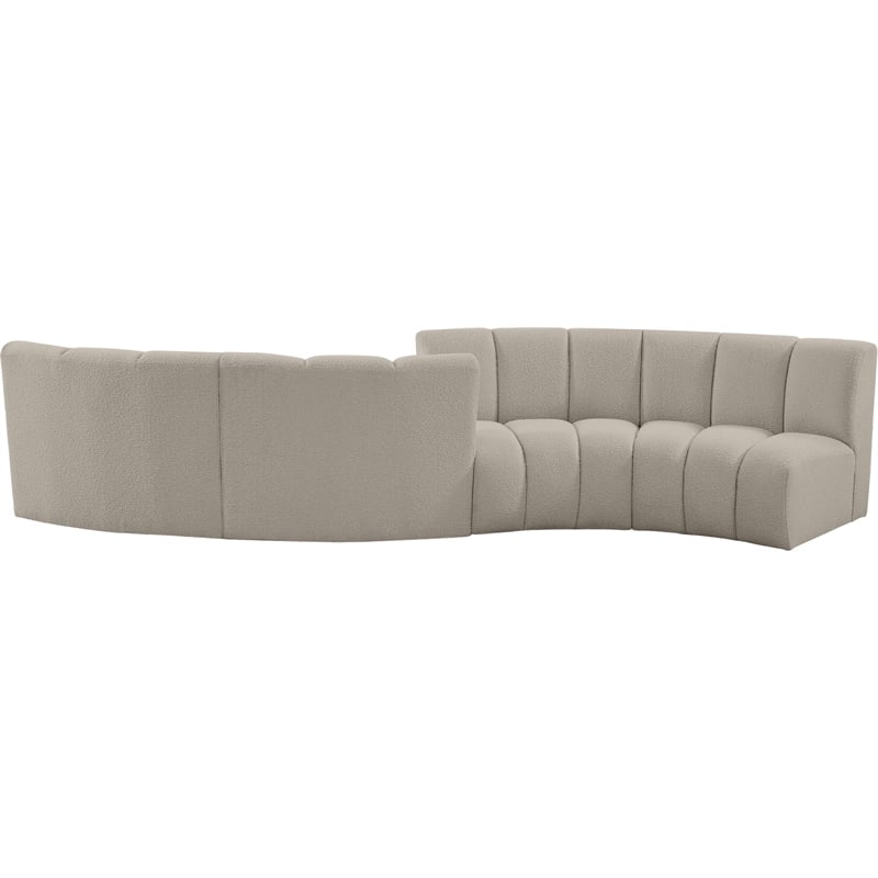 Maklaine Contemporary Brown Boucle Fabric 4pc. Modular Sectional