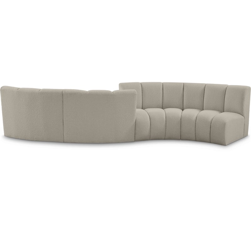 Maklaine Contemporary Brown Boucle Fabric 4pc. Modular Sectional