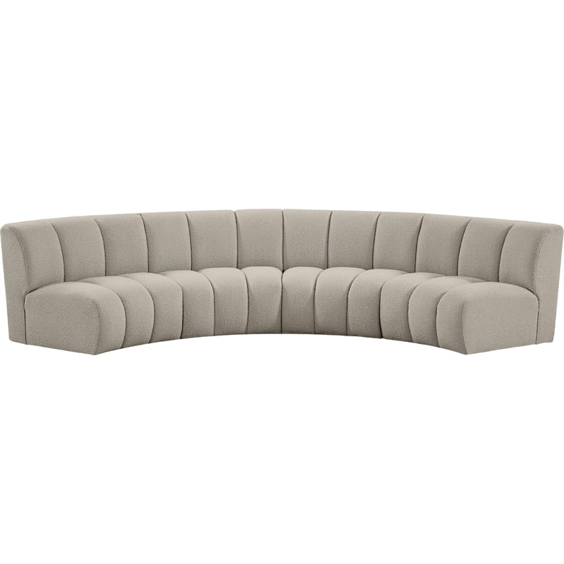 Maklaine Contemporary Brown Boucle Fabric 4pc. Modular Sectional