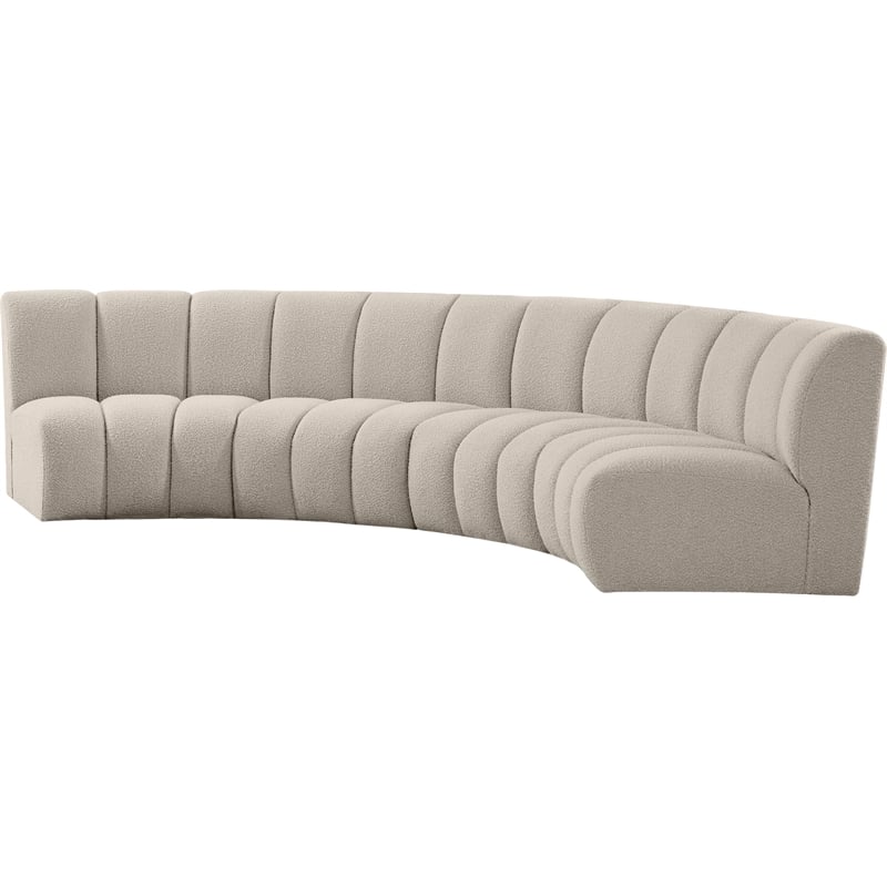 Maklaine Contemporary Brown Boucle Fabric 4pc. Modular Sectional