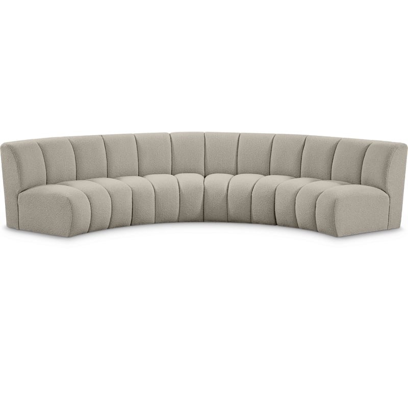 Maklaine Contemporary Brown Boucle Fabric 4pc. Modular Sectional