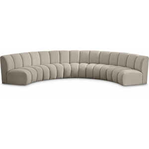 Maklaine Contemporary Brown Boucle Fabric 5pc. Modular Sectional