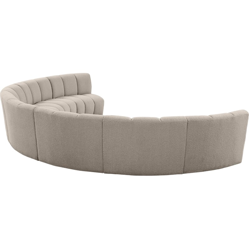 Maklaine Contemporary Brown Boucle Fabric 7pc. Modular Sectional