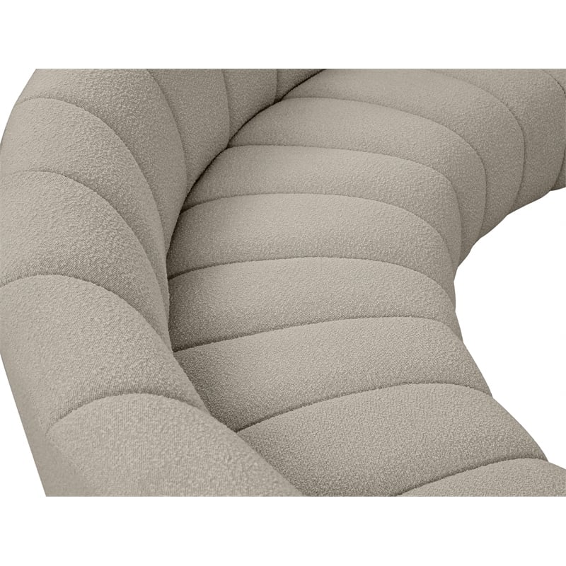 Maklaine Contemporary Brown Boucle Fabric 7pc. Modular Sectional