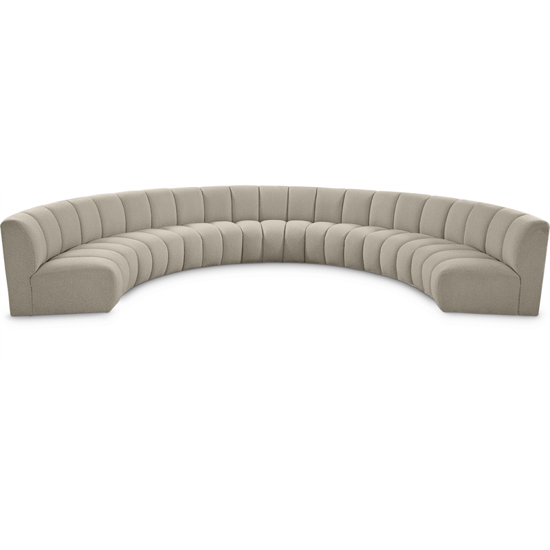 Maklaine Contemporary Brown Boucle Fabric 7pc. Modular Sectional