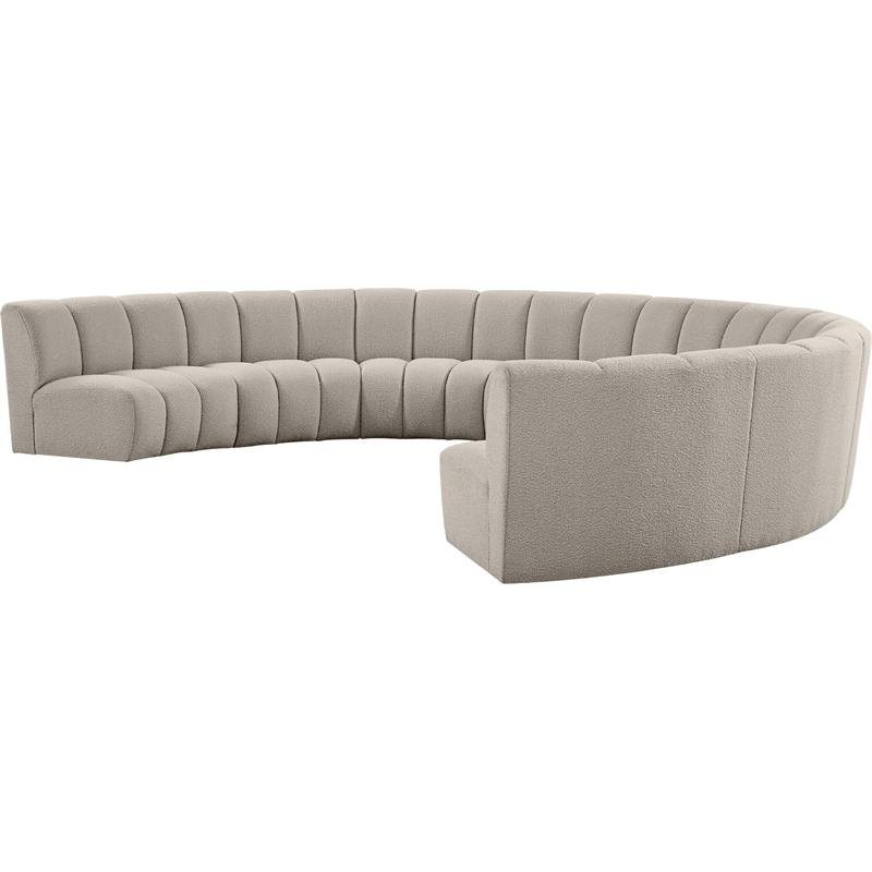 Maklaine Contemporary Brown Boucle Fabric 8pc. Modular Sectional