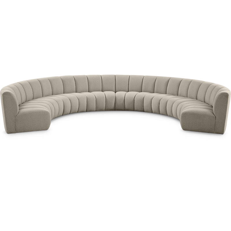 Maklaine Contemporary Brown Boucle Fabric 8pc. Modular Sectional