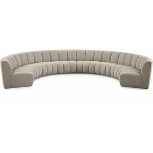 Maklaine Contemporary Brown Boucle Fabric 8pc. Modular Sectional