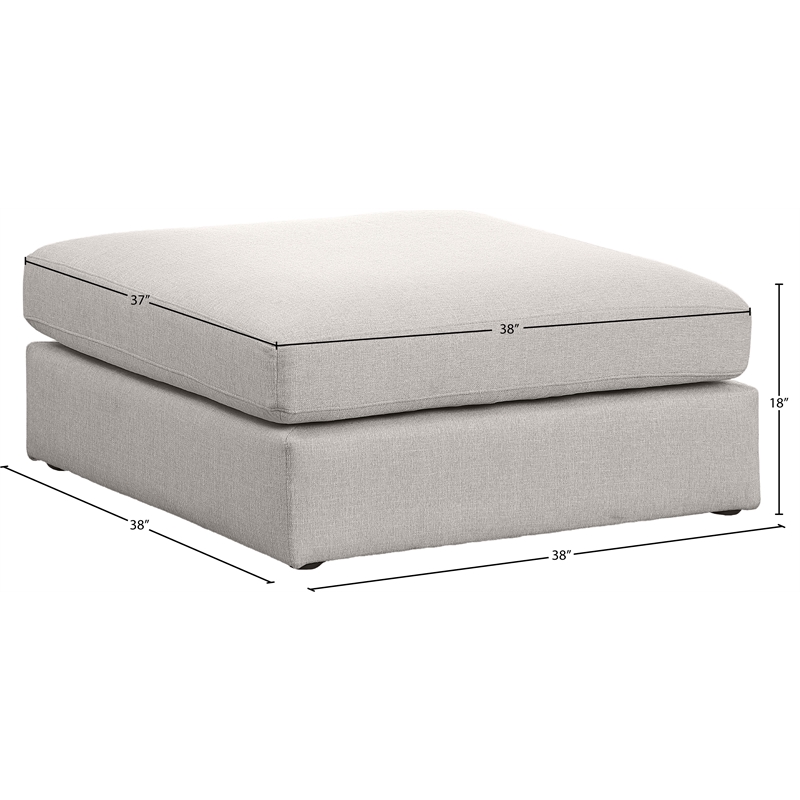 Maklaine Contemporary Beige Durable Linen Textured Fabric Ottoman