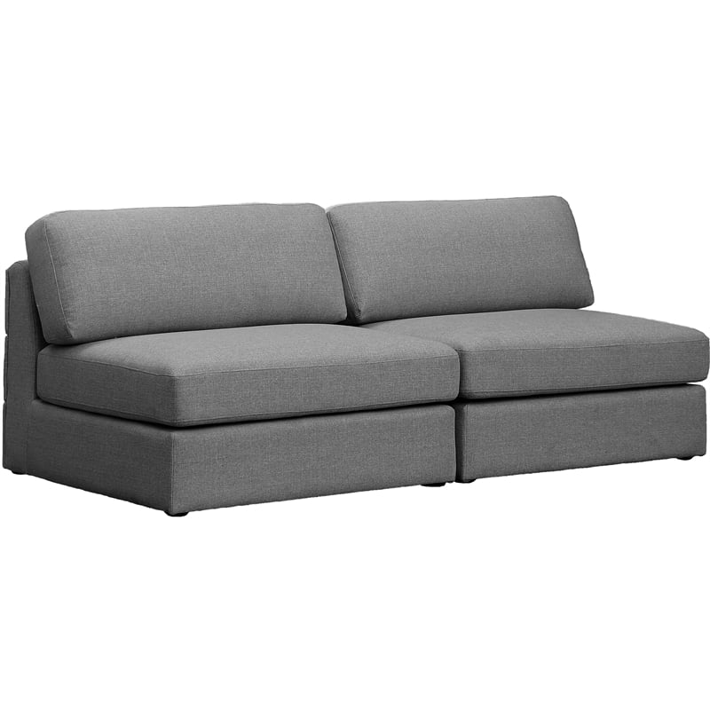 Maklaine Contemporary Grey Durable Linen Textured Fabric Modular Sofa