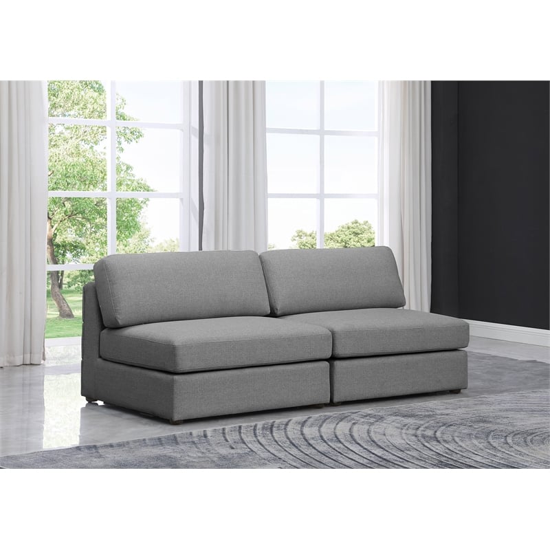 Maklaine Contemporary Grey Durable Linen Textured Fabric Modular Sofa