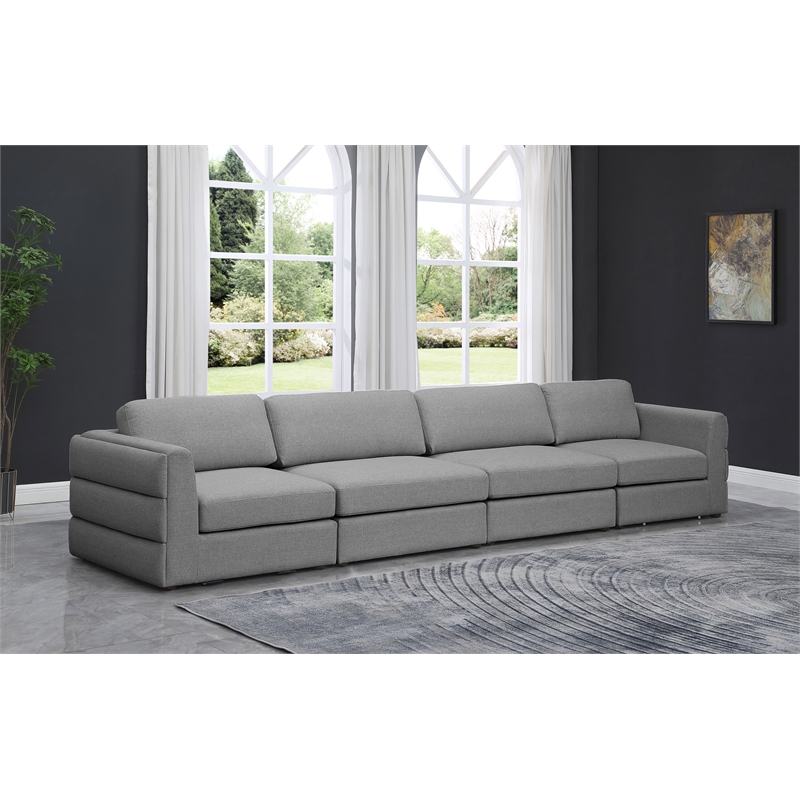 Maklaine Contemporary Grey Durable Linen Textured Fabric Modular Sofa