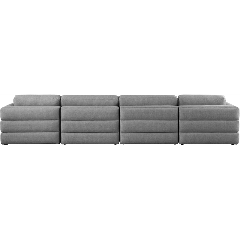 Maklaine Contemporary Grey Durable Linen Textured Fabric Modular Sofa