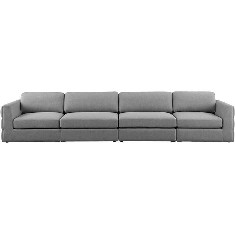 Maklaine Contemporary Grey Durable Linen Textured Fabric Modular Sofa