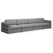 Maklaine Contemporary Grey Durable Linen Textured Fabric Modular Sofa