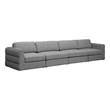 Maklaine Contemporary Grey Durable Linen Textured Fabric Modular Sofa