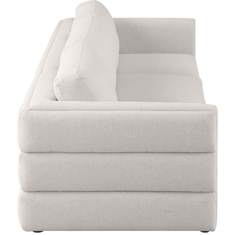 Maklaine Contemporary Beige Durable Linen Textured Fabric Modular Sofa
