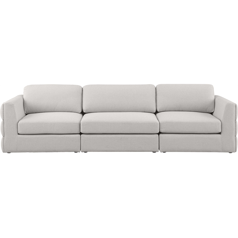Maklaine Contemporary Beige Durable Linen Textured Fabric Modular Sofa