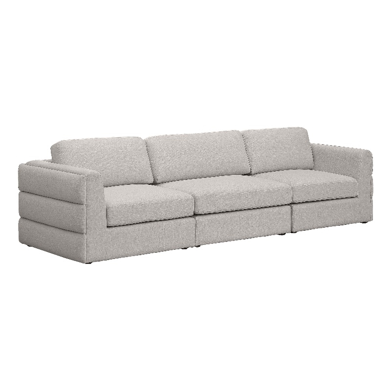Maklaine Contemporary Beige Durable Linen Textured Fabric Modular Sofa