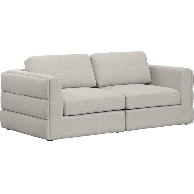 Maklaine Contemporary Beige Durable Linen Textured Fabric Modular Sofa