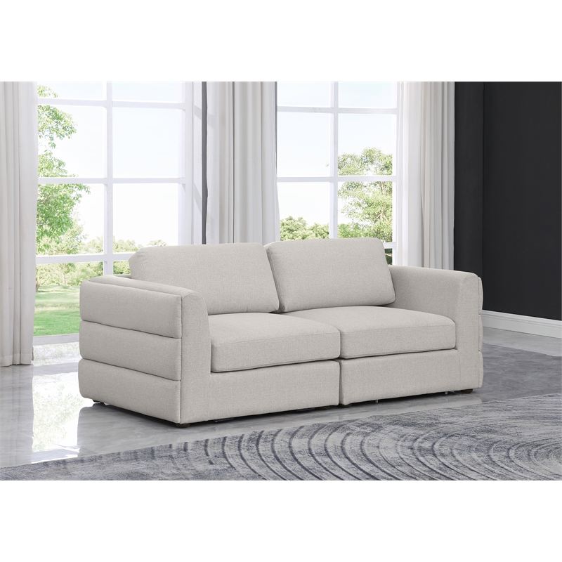 Maklaine Contemporary Beige Durable Linen Textured Fabric Modular Sofa